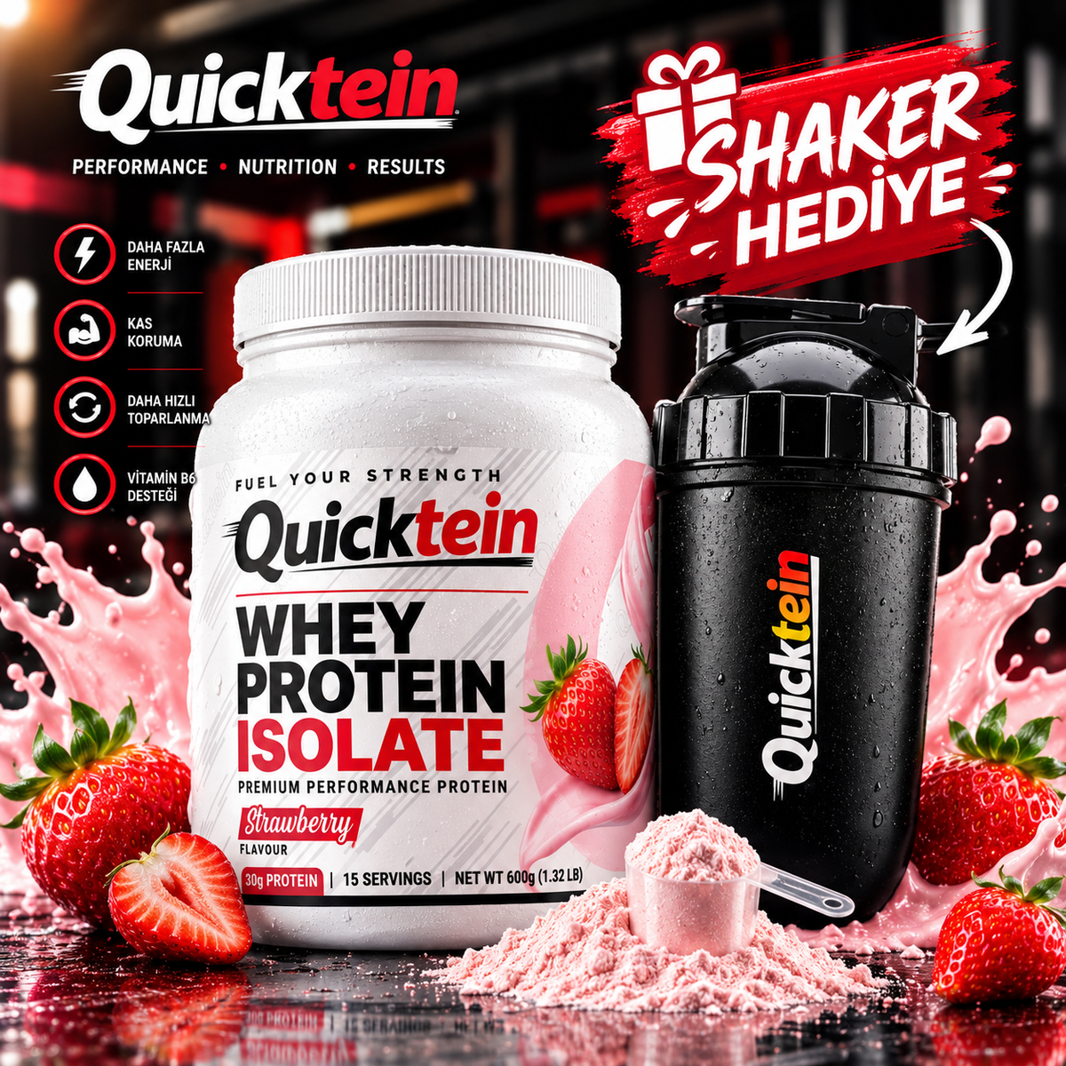 Quicktein Whey Protein Isolate – Çilek Aromalı